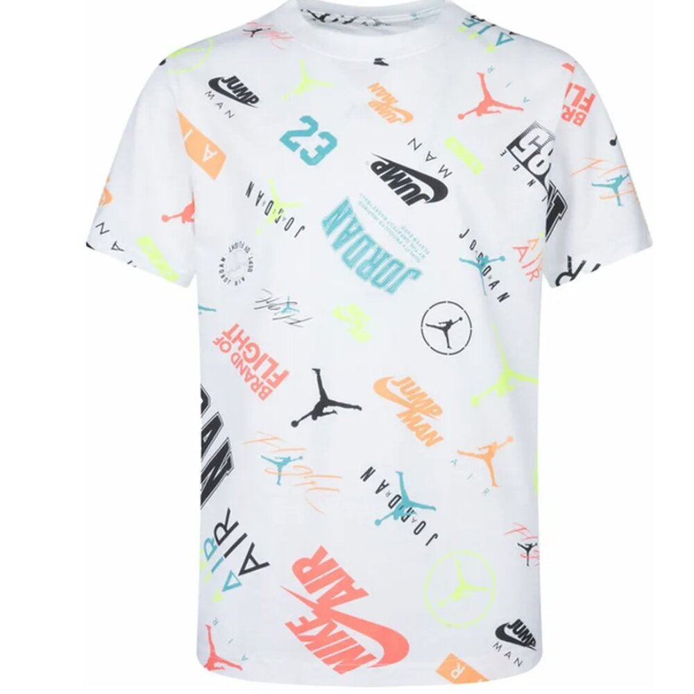 Jordan Levels Tee | Boys Small | Sneaker Match Essential | Neon All Over Print